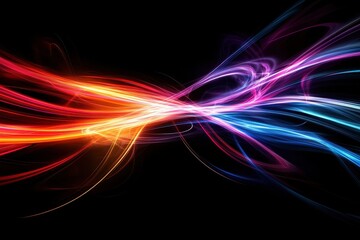 Aufkleber - Abstract colorful light streaks on a black background, featuring vibrant red, blue, and purple hues forming dynamic, flowing patterns.