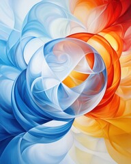 Poster - Abstract digital art with vibrant swirls of blue, orange, and white, creating an energetic and dynamic visual effect.
