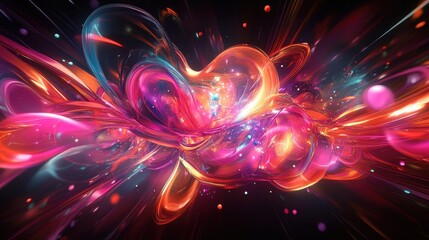 Poster - Abstract digital artwork featuring vibrant colors and dynamic shapes, creating a stunning visual effect with a futuristic and energy-filled vibe.