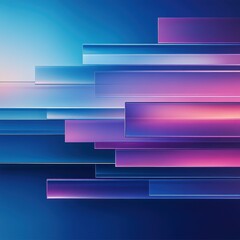 Poster - Abstract geometric shapes in vibrant gradient colors, blending blue and purple tones, creating a stunning modern minimalist design.