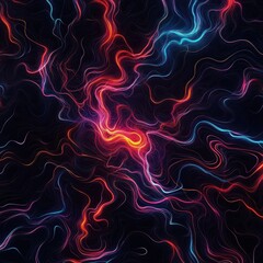 Poster - Abstract glowing lines against a dark background, creating a mesmerizing, energetic, and dynamic visual effect.