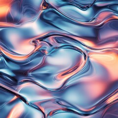 Poster - Abstract liquid texture in blue and orange hues, creating dynamic patterns that evoke a sense of fluidity and movement.
