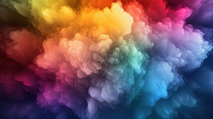 Poster - Abstract multicolored smoke explosion creating a vibrant and surreal cloud, perfect for backgrounds and creative designs.