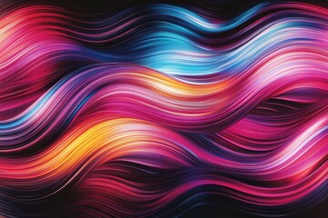 Poster - Colorful abstract wave pattern in motion, featuring vibrant shades of blue, pink, and orange, creating a dynamic and modern visual effect.