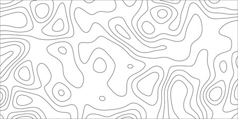 Fototapete - Abstract Black & White wave paper curved reliefs background. Topographic map lines, contour background. Background of the topographic map. Waves Geographic mountain relief.