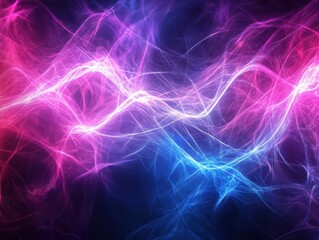 Vibrant abstract light waves in pink and blue colors creating a dynamic and mesmerizing background. Perfect for digital and visual arts.