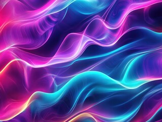 Poster - Vibrant abstract neon waves in seamless motion, showcasing striking colors and fluid patterns perfect for modern digital and artistic projects.