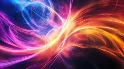 Poster - Vibrant abstract swirling colors in a dynamic wave pattern creating an energetic, mesmerizing visual effect suitable for background or digital art.