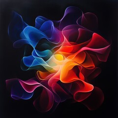 Poster - Vivid abstract swirl of bright colors on a dark background, creating a dynamic and energetic visual effect.