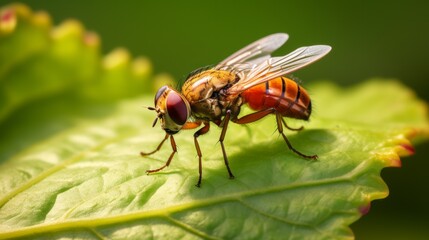 Wall Mural - Exotic Drosophila Fly Diptera Parasite Insect Macro. Neural network ai generated art