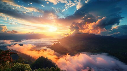 Wall Mural - Impressive view of clouds in a breathtaking natural landscape