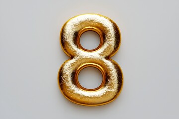 Wall Mural - the number 8 / eight made out of gold - isolated top view product photo on white background