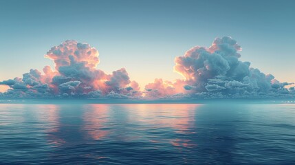 Poster - Captivating image of a serene ocean view with a clear sky, transitioning to a stormy horizon, showcasing the effects of climate change on marine environments and the need for global conservation.