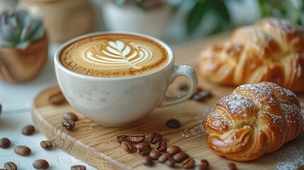 Wall Mural - Coffee and Croissants for a Delicious Morning