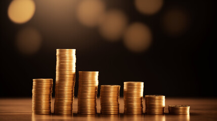 A stack of coins alongside an upward graph chart symbolizes business marketing growth.