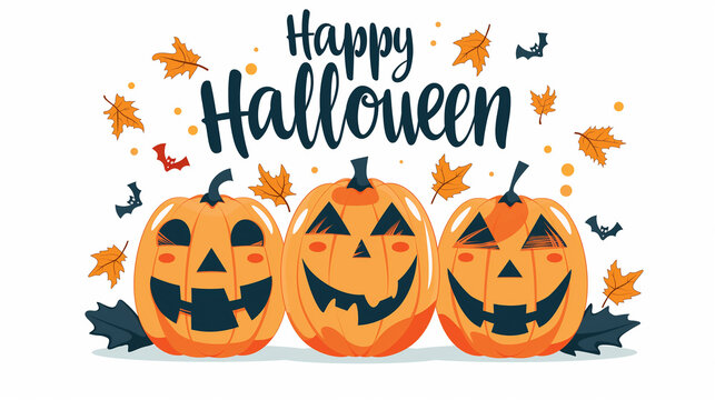 Halloween sign with pumpkins, bats, and 