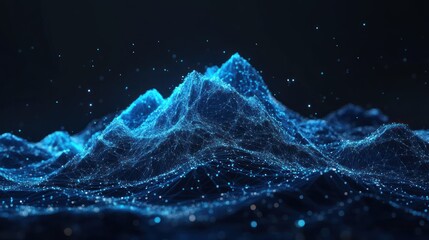 Aufkleber - Abstract Blue Digital Landscape with Glowing Points