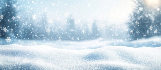 Poster - Snow-Covered Landscape with Falling Snowflakes
