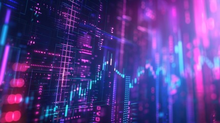 Abstract Digital Data Display with Glowing Lines and Numbers