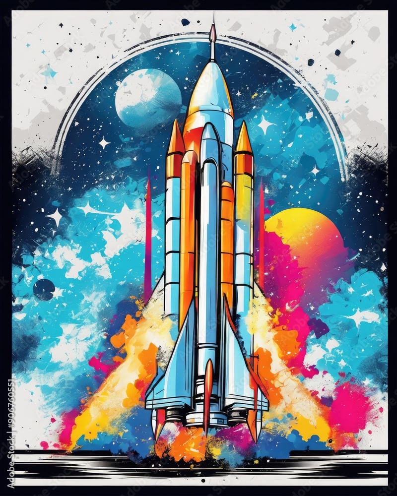 Rocket spaceship vector illustration 4k wallpaper design for tshirt ...