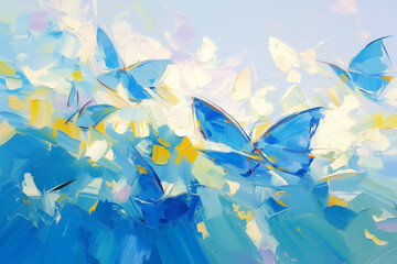 Wall Mural - Butterfly Oil Painting Style Background Image