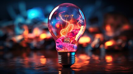Wall Mural - abstract blue glowing light bulb.low-poly style. abstract neon frame style. generative ai