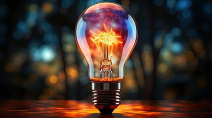 Wall Mural - abstract blue glowing light bulb.low-poly style. abstract neon frame style. generative ai