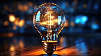 Wall Mural - abstract blue glowing light bulb.low-poly style. abstract neon frame style. generative ai