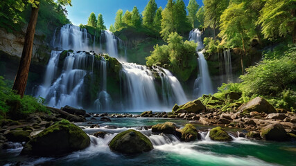 Wall Mural - waterfall in the forest