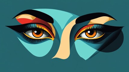 Wall Mural - Stylized Eyes: Vibrant Colorful Portrait Illustration