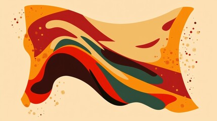 Wall Mural - Abstract Wavy Flag Design in Warm Colors