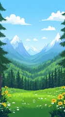 Wall Mural - Scenic Mountain Landscape with Vibrant Flora