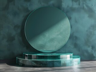 Smoked Glass Podium Display on Teal Background   3D Rendered Minimal and Modern Product Showcase