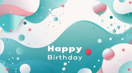 Poster - A vibrant design featuring waves and bubbles in various colors, celebrating a birthday theme with cheerful typography.