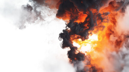 a fire is burning in the sky, with smoke and ash rising up