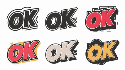 A set of OK letter in different colors and styles 