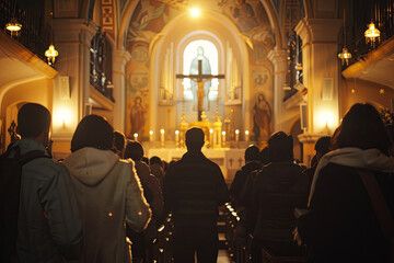 People at church during holy mass