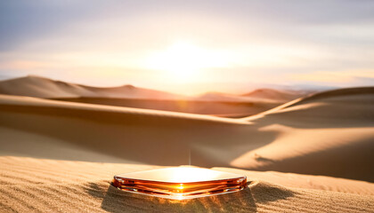 Poster - Desert Sunset with Glass Object