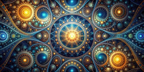 Poster - Fractal realms visualization depicting intricate geometric patterns and infinite complexity, fractal, realms