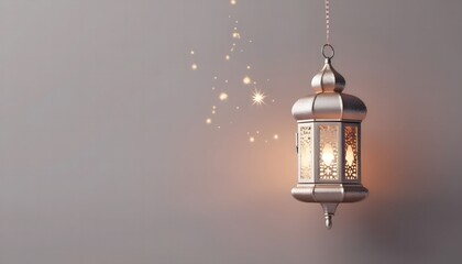 Wall Mural - Golden Ramadan Lantern with Sparkle Background