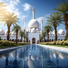 White Mosque with Reflecting Pool