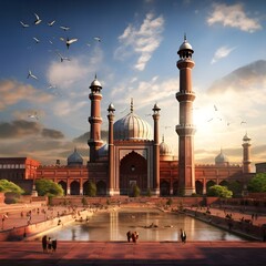 Majestic Mosque Architecture in the Golden Hour