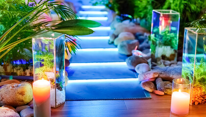 Wall Mural - Illuminated Pathway with Glass Vases and Candles