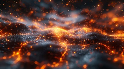 Poster - A detailed view reveals the complex activity of neural networks and synapses, showcasing their vibrant connections and dynamic patterns.