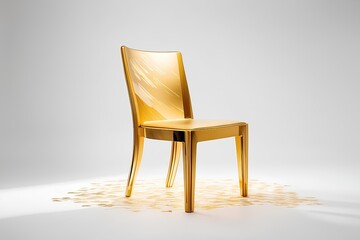 Wall Mural - modern wooden chair with sleek and minimalist design, featuring a luxurious golden finish, perfect for furniture and interior design visuals