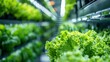 © Vangly - Fresh lettuce growing indoors in a modern hydroponic farm, showcasing vibrant green leaves and innovative agricultural methods.