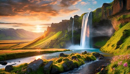 Wall Mural - waterfall in the mountains