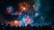 © mohammad - Fireworks Festival at night, the dark night sky is decorated with colorful fireworks exploding beautifully, a crowd of happy people below, Ai Generated Images