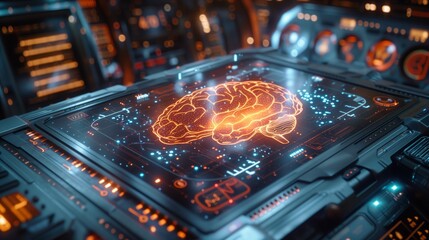 Poster - a control panel showcases a vibrant neural network visualization, demonstrating real-time data proce