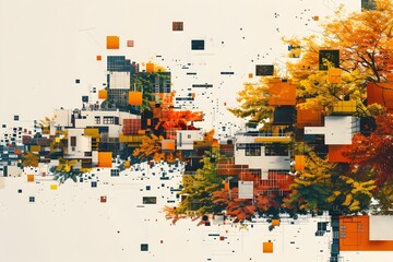 autumn leaves background - created with generative ai